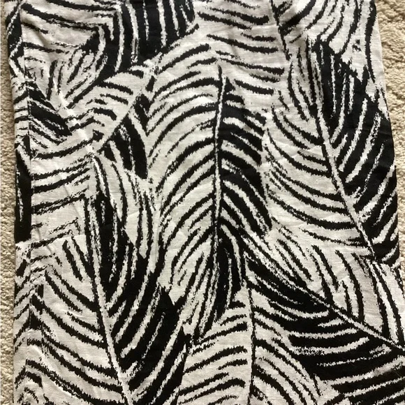 100% LINEN WIDE LEG PETITE PALAZZO PANTS BONE/BLACK TROPICAL LEAF PRINT SIZE S/P - Picture 10 of 10